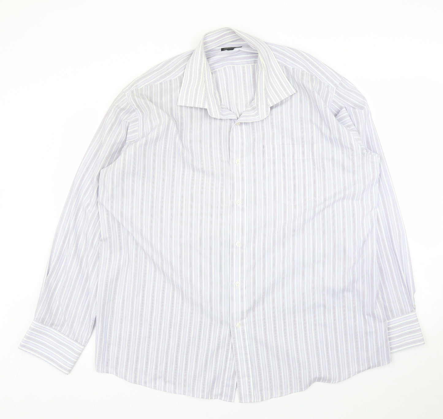 Primark Mens Blue Striped   Button-Up Size 17.5