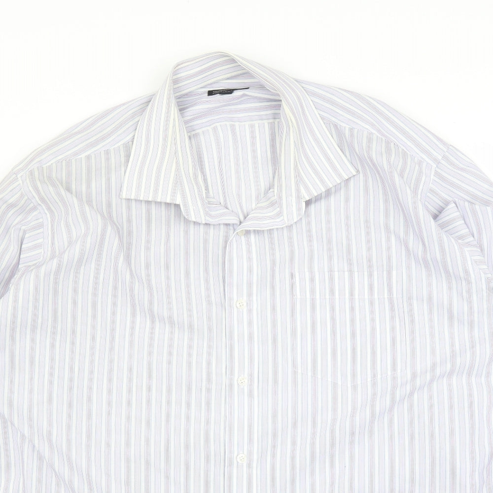 Primark Mens Blue Striped   Button-Up Size 17.5