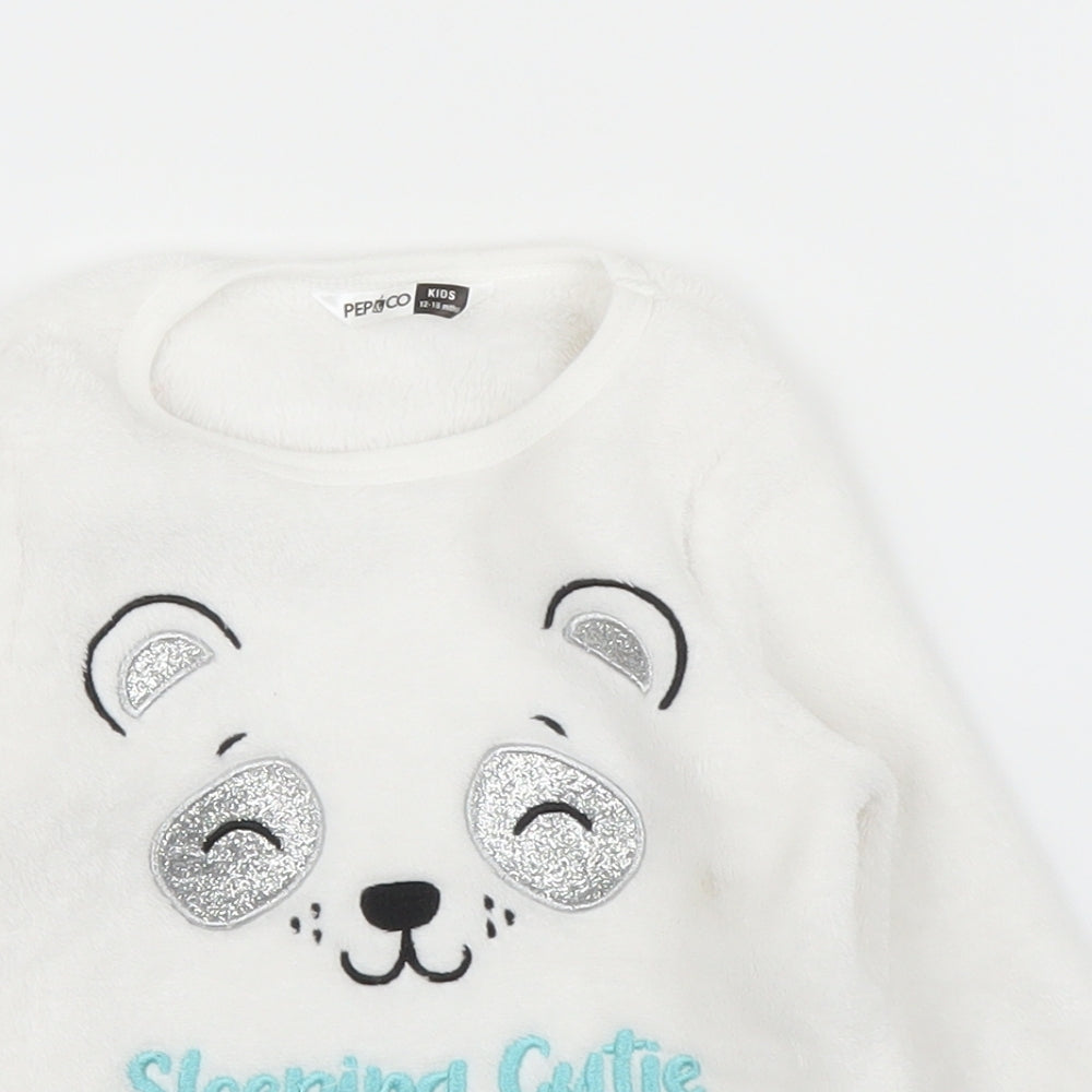 Pep&Co Girls White   Pullover Jumper Size 12-18 Months  - PJ top