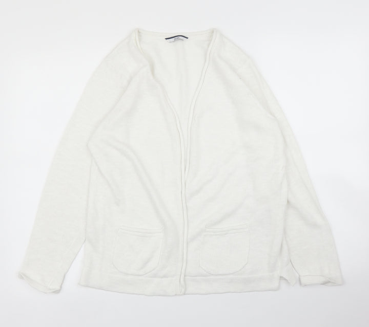 DASH Womens White Cardigan Jumper Size L