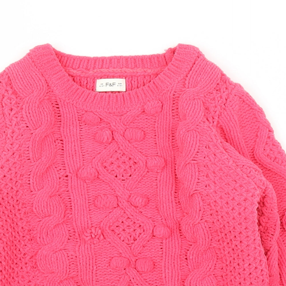 F&F Girls Pink   Pullover Jumper Size 4 Years