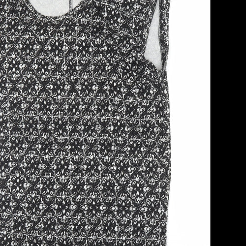 F&F Womens Black Floral  Tunic Blouse Size 6