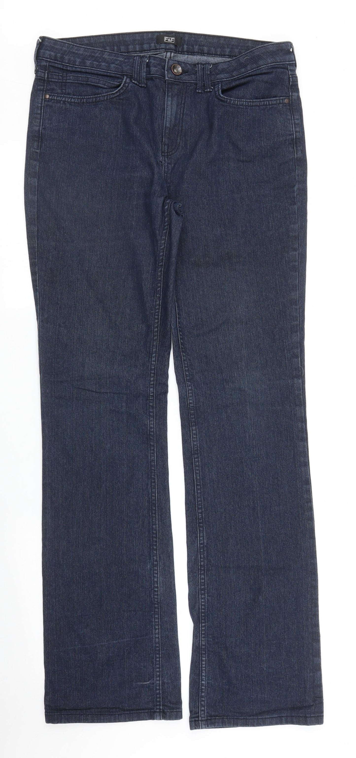 F&F Womens Blue  Denim Bootcut Jeans Size 12 L32 in