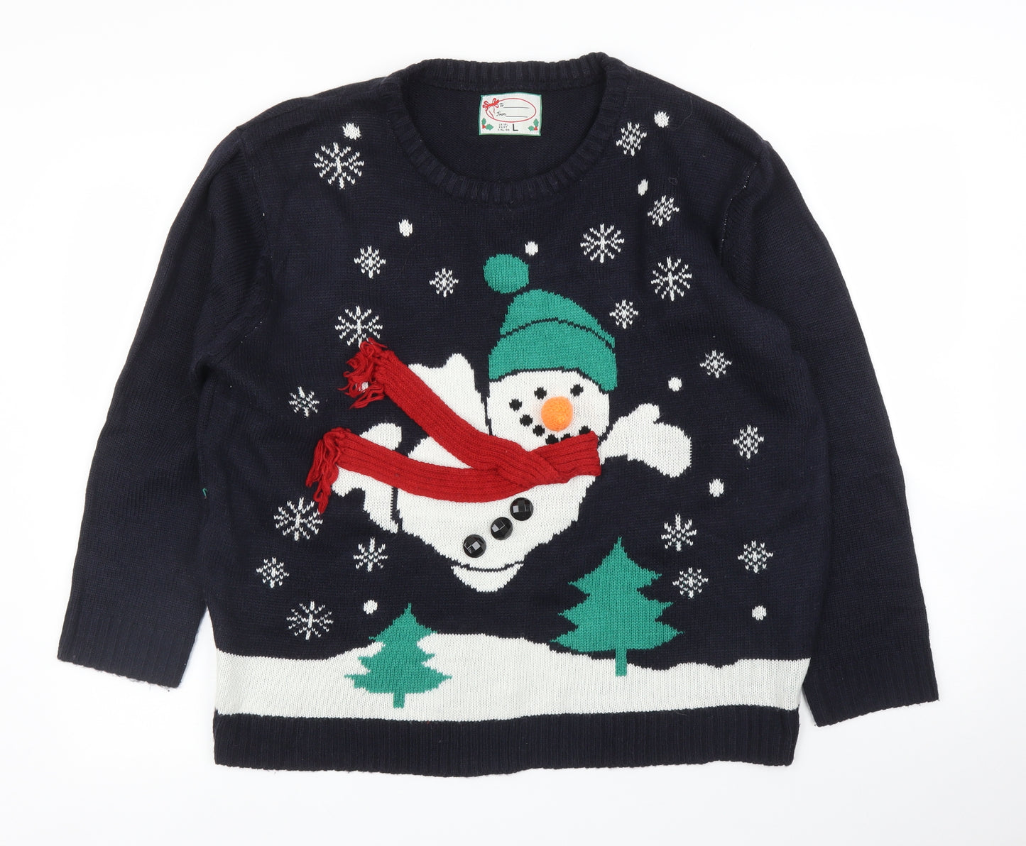 Preworn Mens Blue   Pullover Jumper Size L  - Christmas