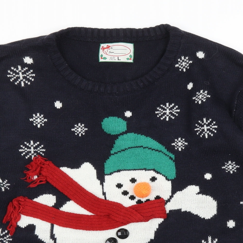 Preworn Mens Blue   Pullover Jumper Size L  - Christmas