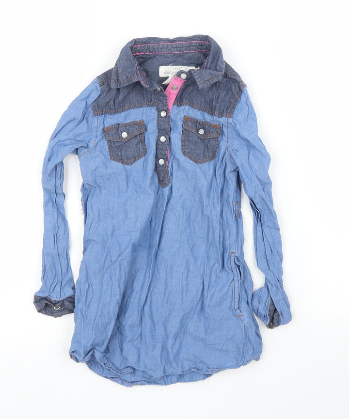 H&M Girls Blue  Denim Tunic Blouse Size 5 Years