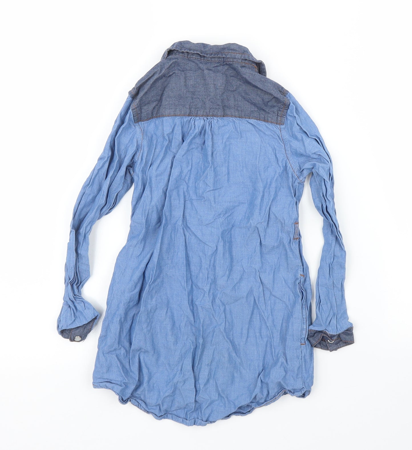 H&M Girls Blue  Denim Tunic Blouse Size 5 Years