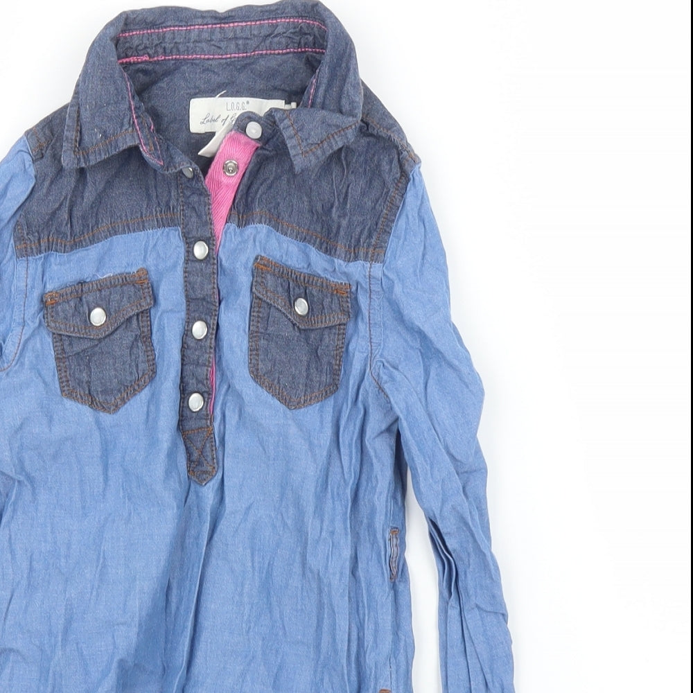 H&M Girls Blue  Denim Tunic Blouse Size 5 Years