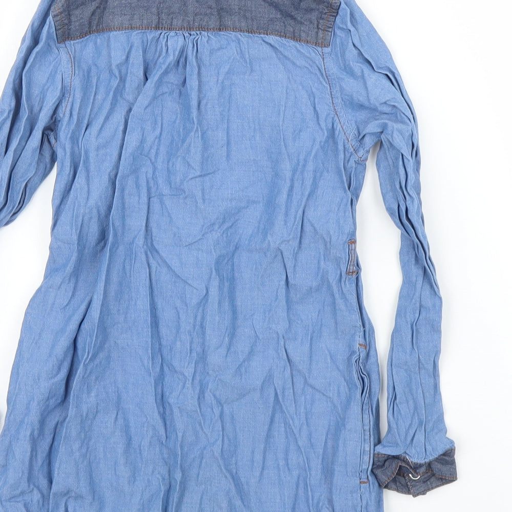 H&M Girls Blue  Denim Tunic Blouse Size 5 Years