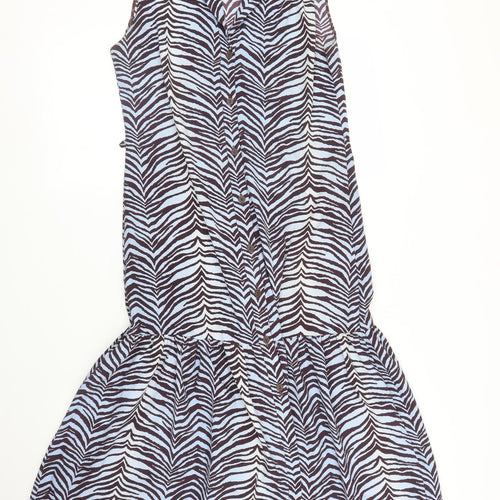 Primark Womens Blue Animal Print  A-Line  Size 6  - Zebra print
