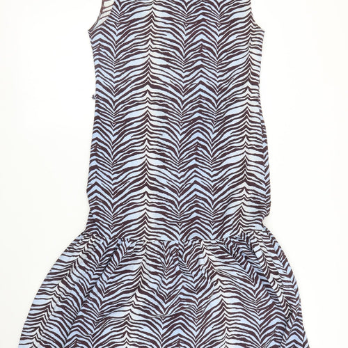 Primark Womens Blue Animal Print  A-Line  Size 6  - Zebra print