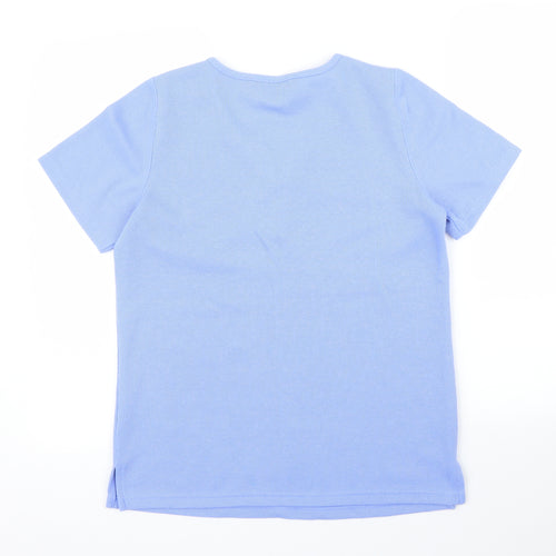 BM Womens Blue Floral  Basic T-Shirt Size XS