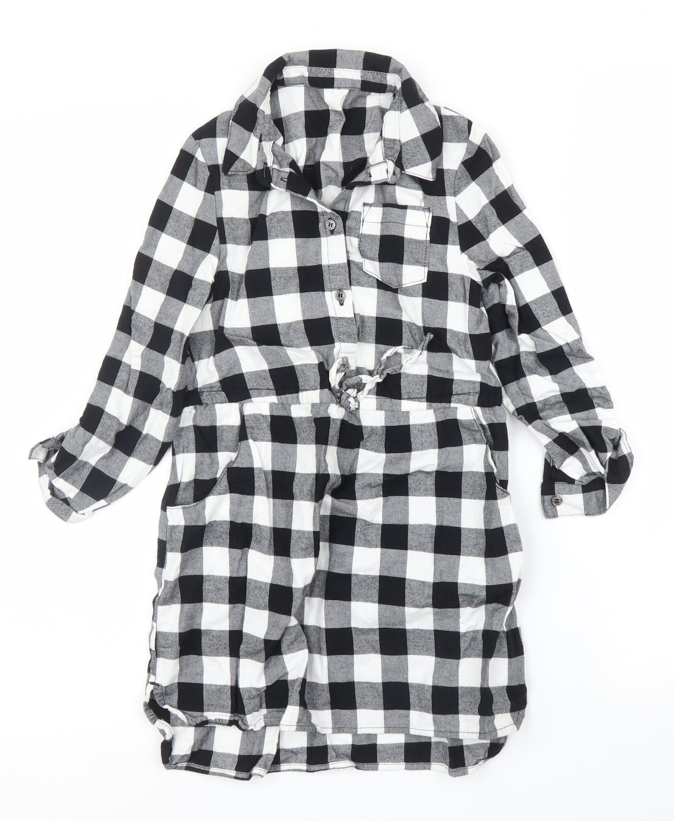 Nutmeg Girls Black Check  A-Line  Size 7 Years