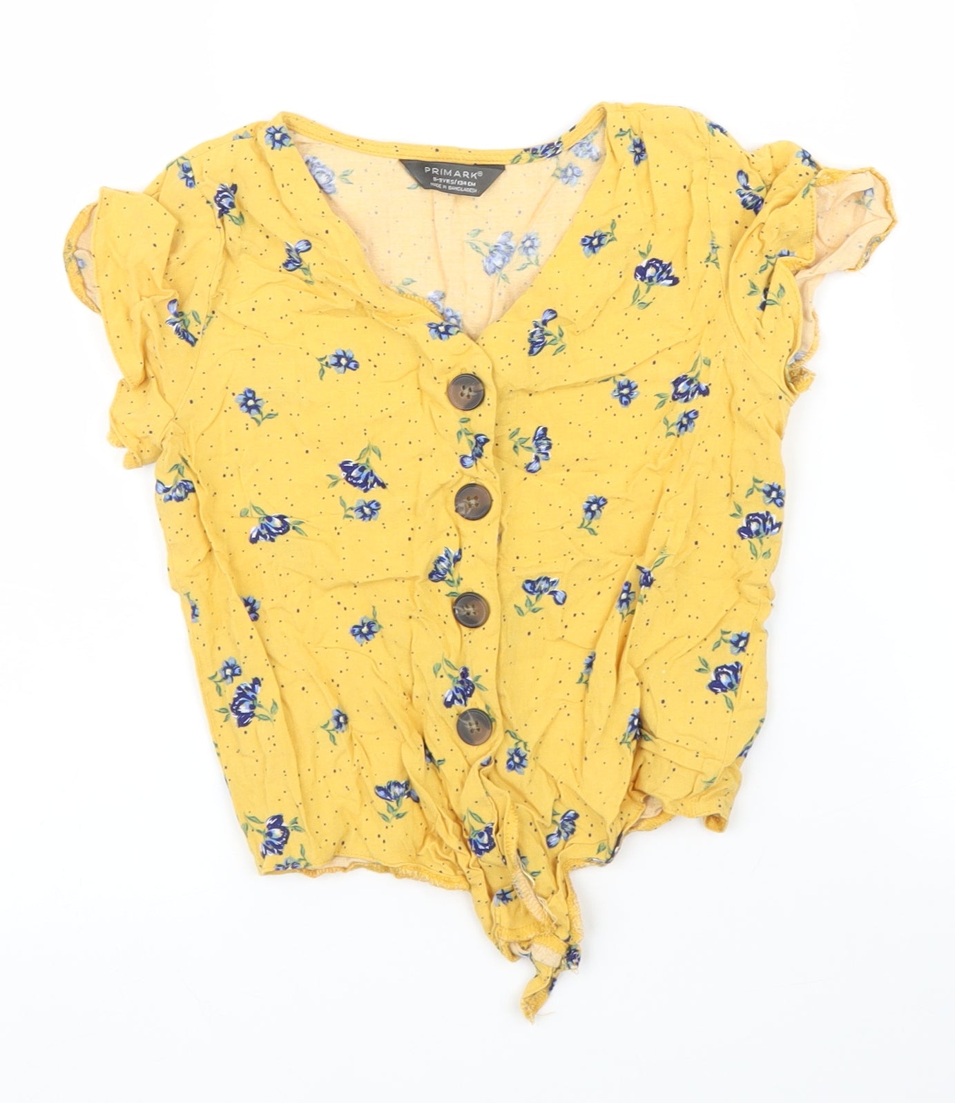 Primark Girls Yellow Floral  Basic Blouse Size 8 Years