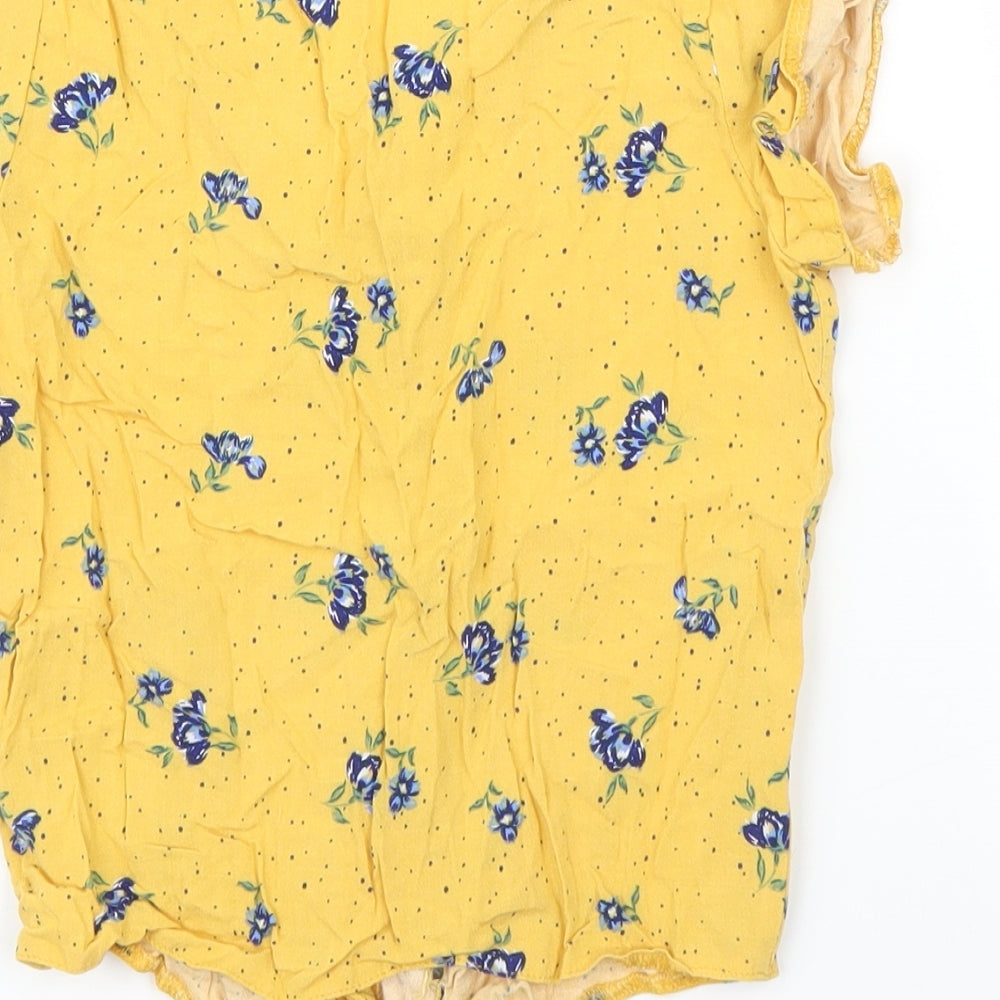 Primark Girls Yellow Floral  Basic Blouse Size 8 Years
