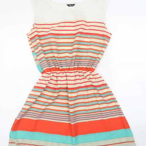Preworn Womens Orange Striped  A-Line  Size M