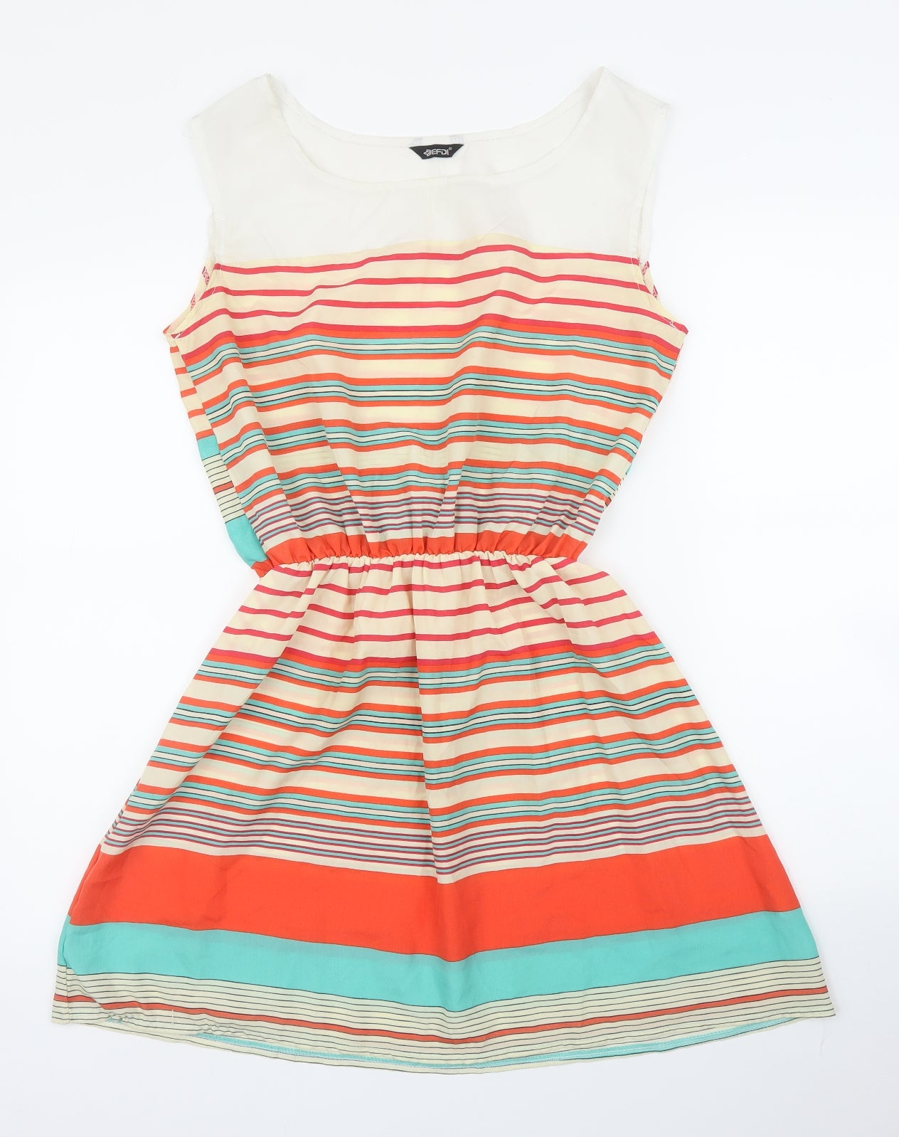 Preworn Womens Orange Striped  A-Line  Size M