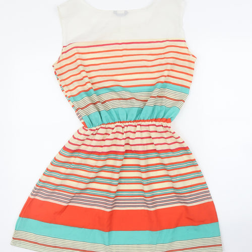 Preworn Womens Orange Striped  A-Line  Size M