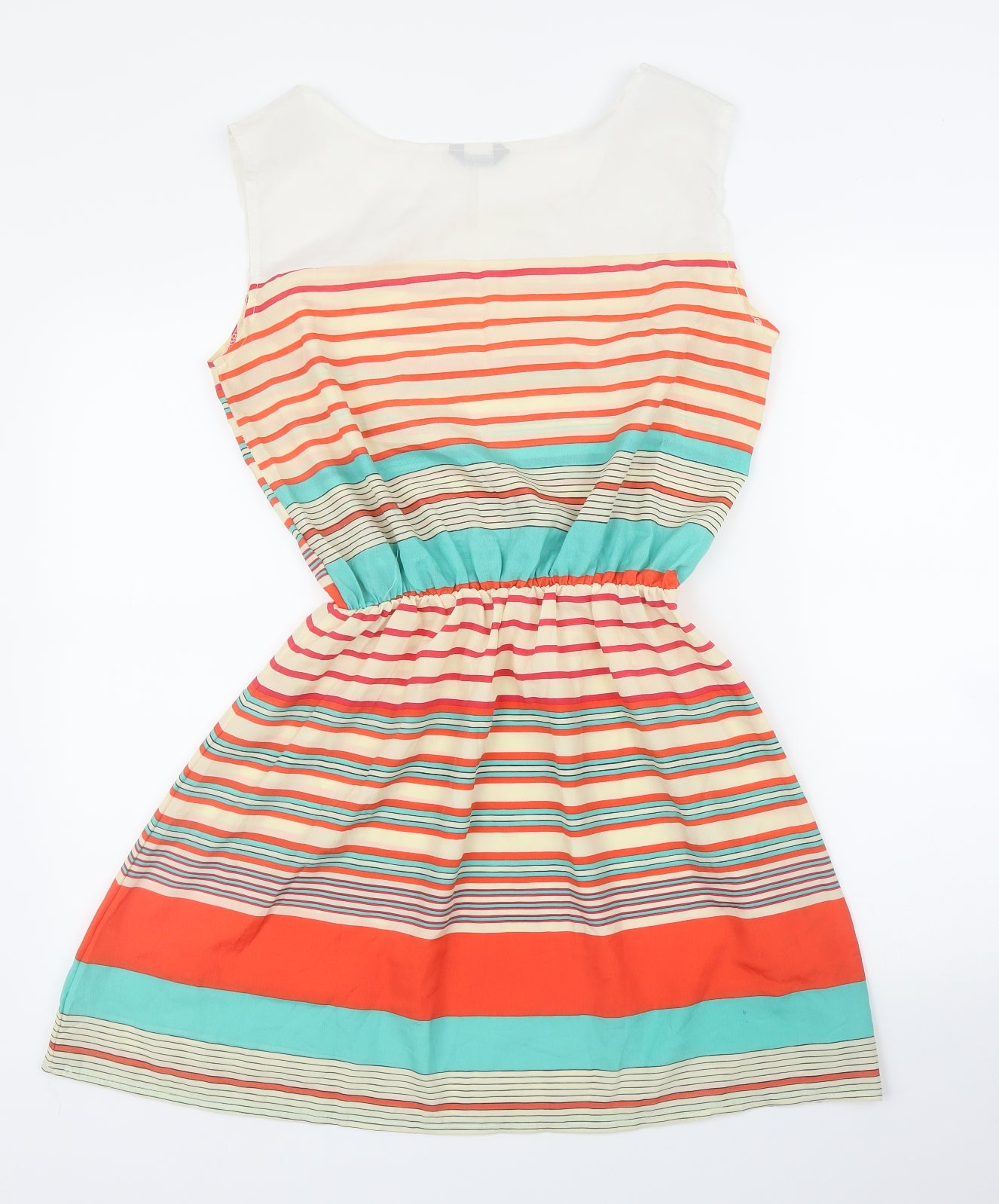 Preworn Womens Orange Striped  A-Line  Size M