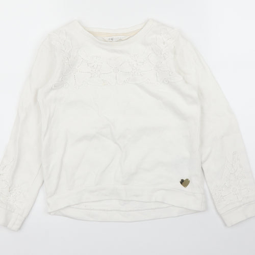 H&M Girls White   Pullover Jumper Size 7 Years