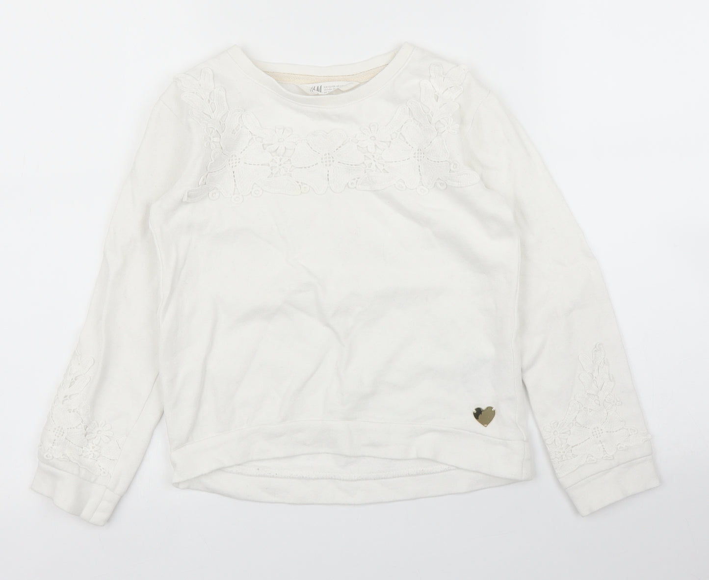 H&M Girls White   Pullover Jumper Size 7 Years