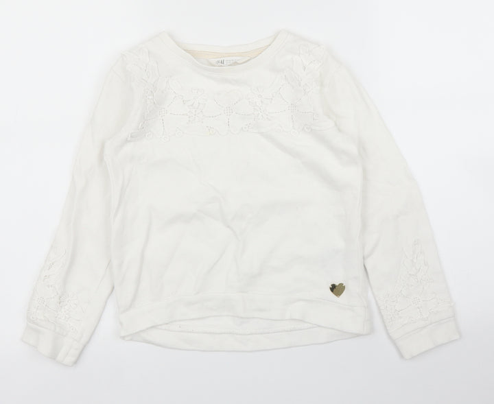 H&M Girls White   Pullover Jumper Size 7 Years