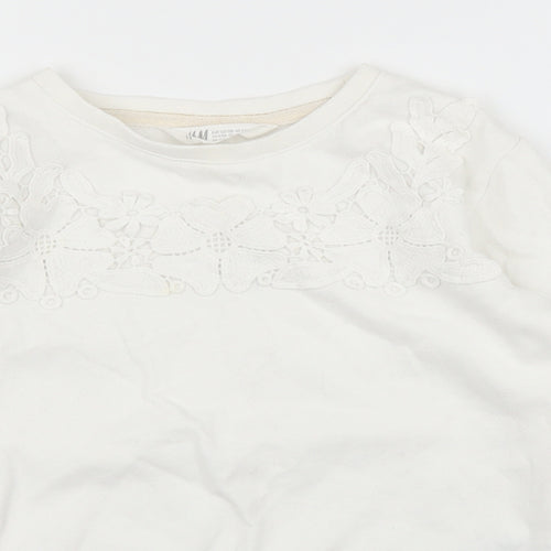 H&M Girls White   Pullover Jumper Size 7 Years