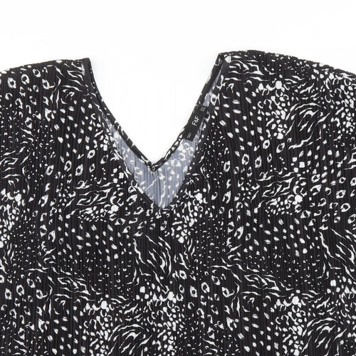 F&F Womens Black Animal Print  Basic Blouse Size 16