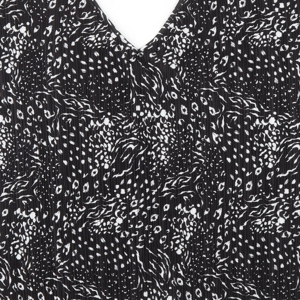 F&F Womens Black Animal Print  Basic Blouse Size 16