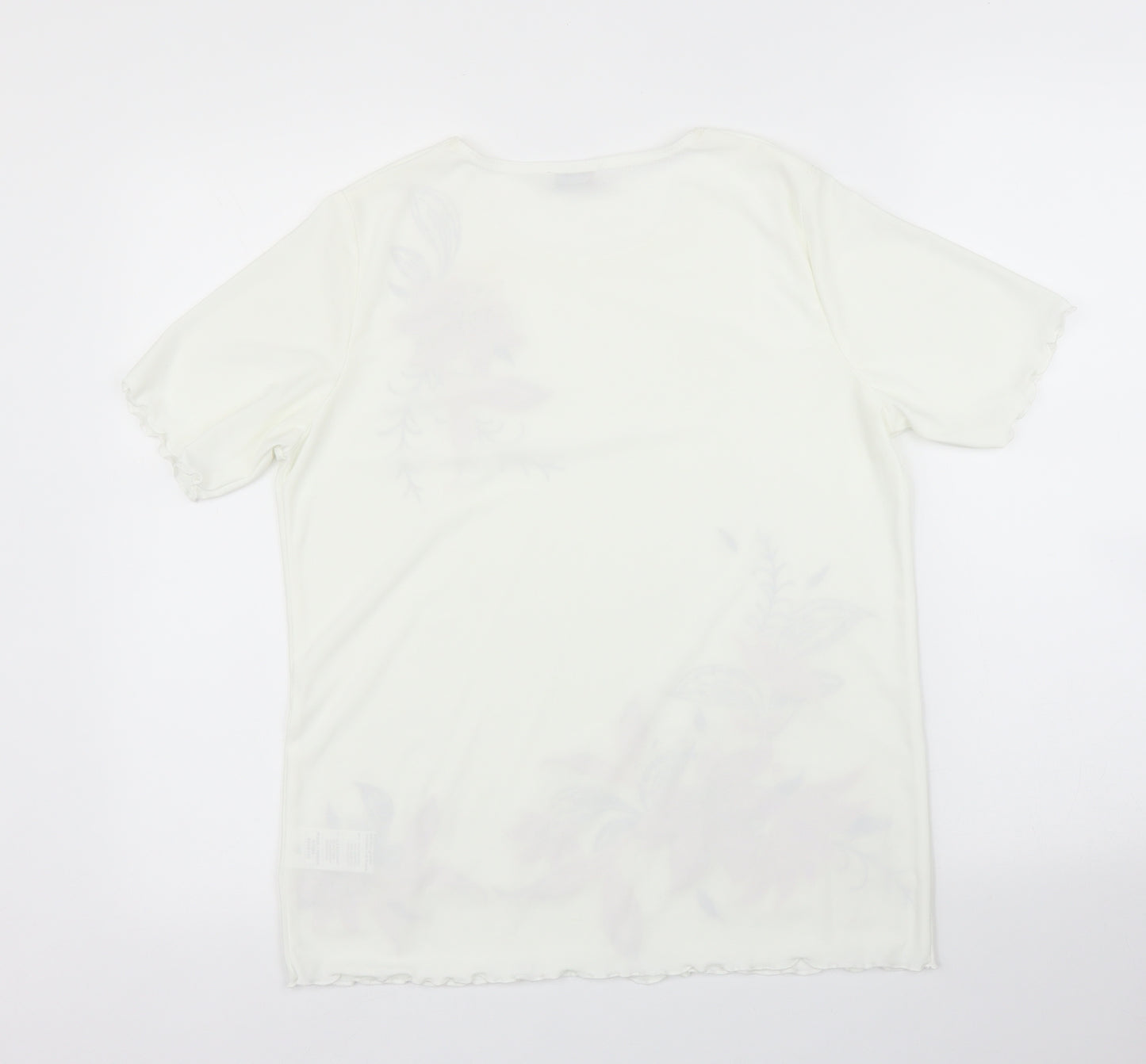 Damart Womens White Floral  Basic T-Shirt Size 10