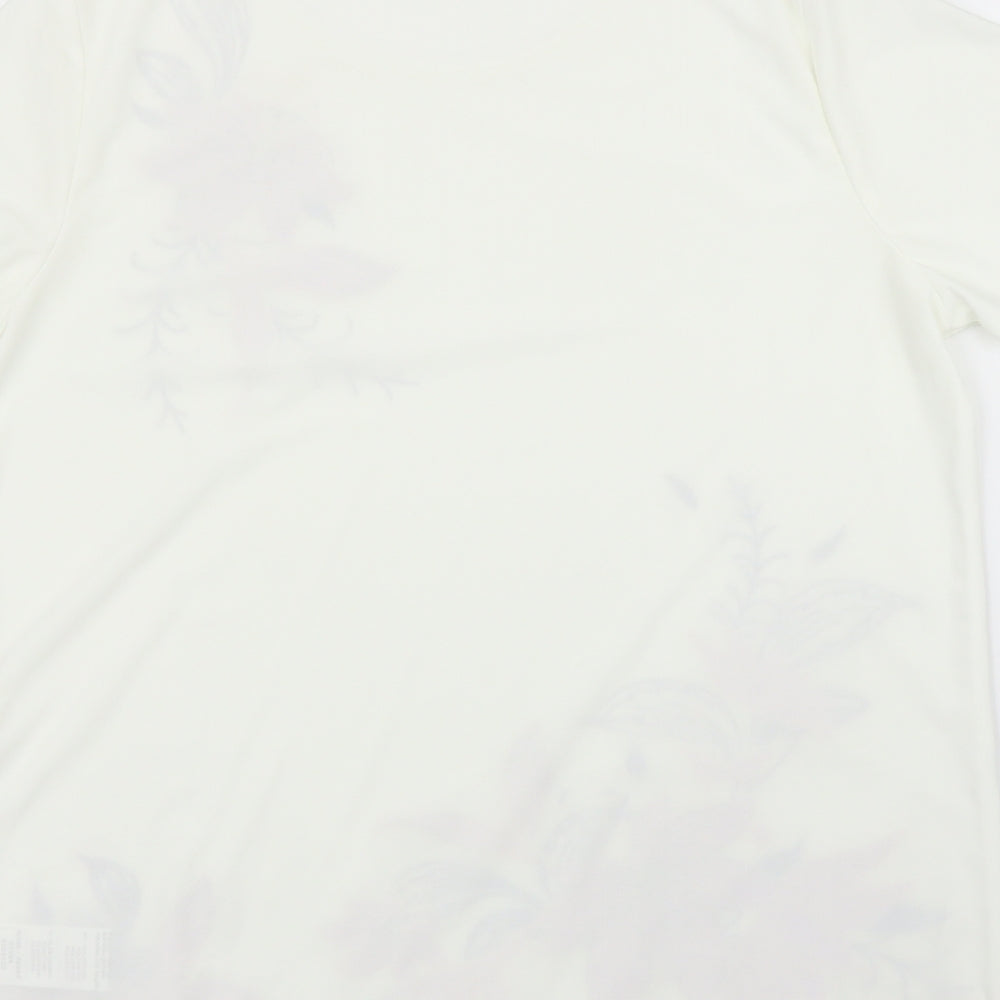 Damart Womens White Floral  Basic T-Shirt Size 10