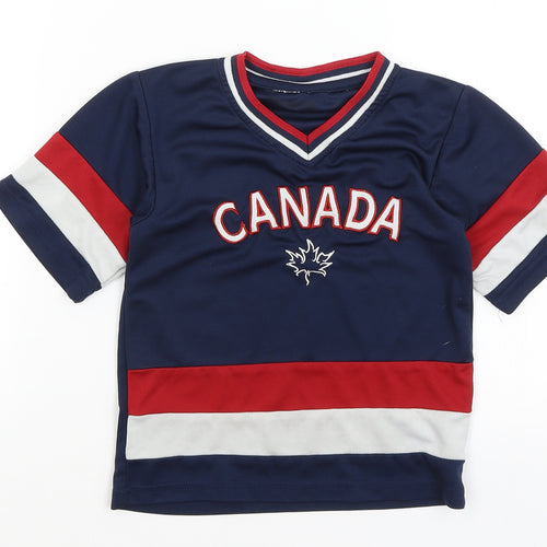 Teepee Boys Blue   Basic T-Shirt Size 6-7 Years  - Canada Hockey
