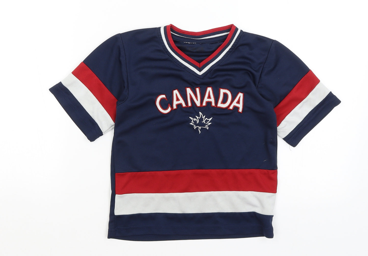 Teepee Boys Blue   Basic T-Shirt Size 6-7 Years  - Canada Hockey