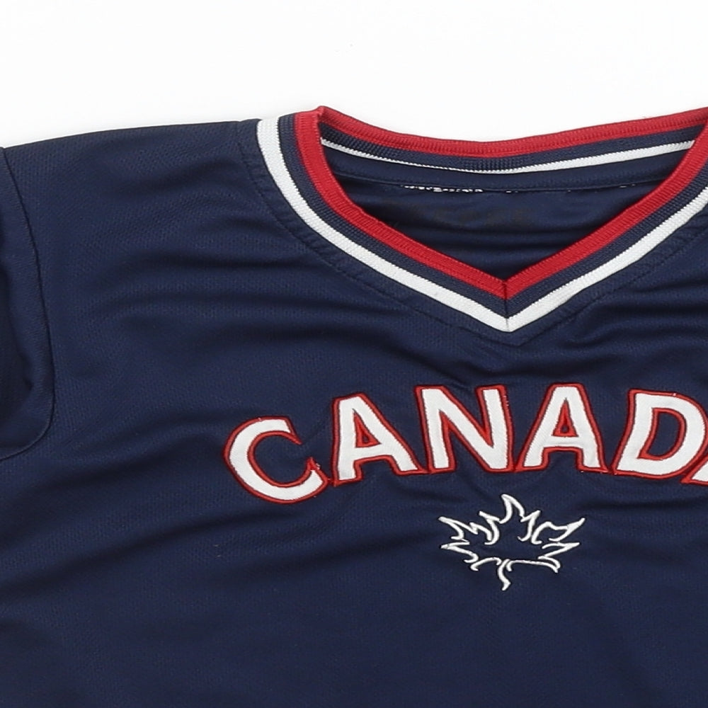 Teepee Boys Blue   Basic T-Shirt Size 6-7 Years  - Canada Hockey