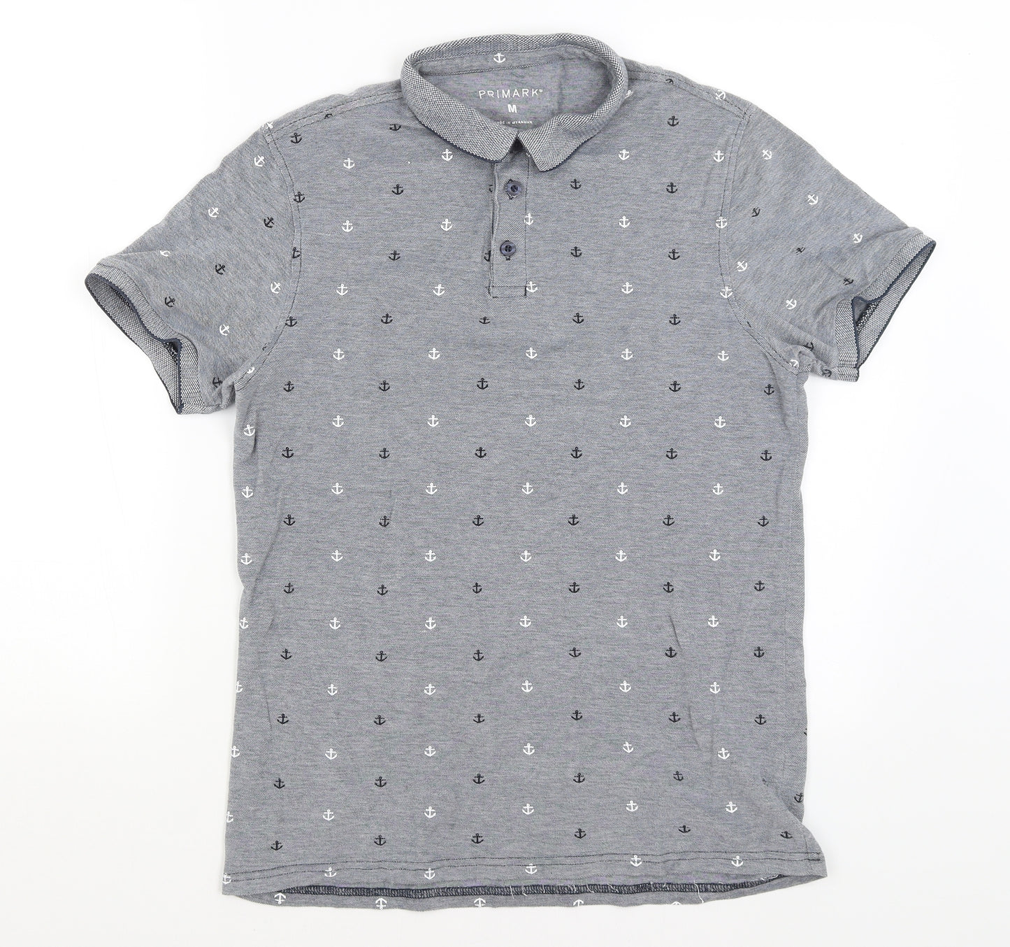 Primark Mens Grey    Polo Size M  - Anchors