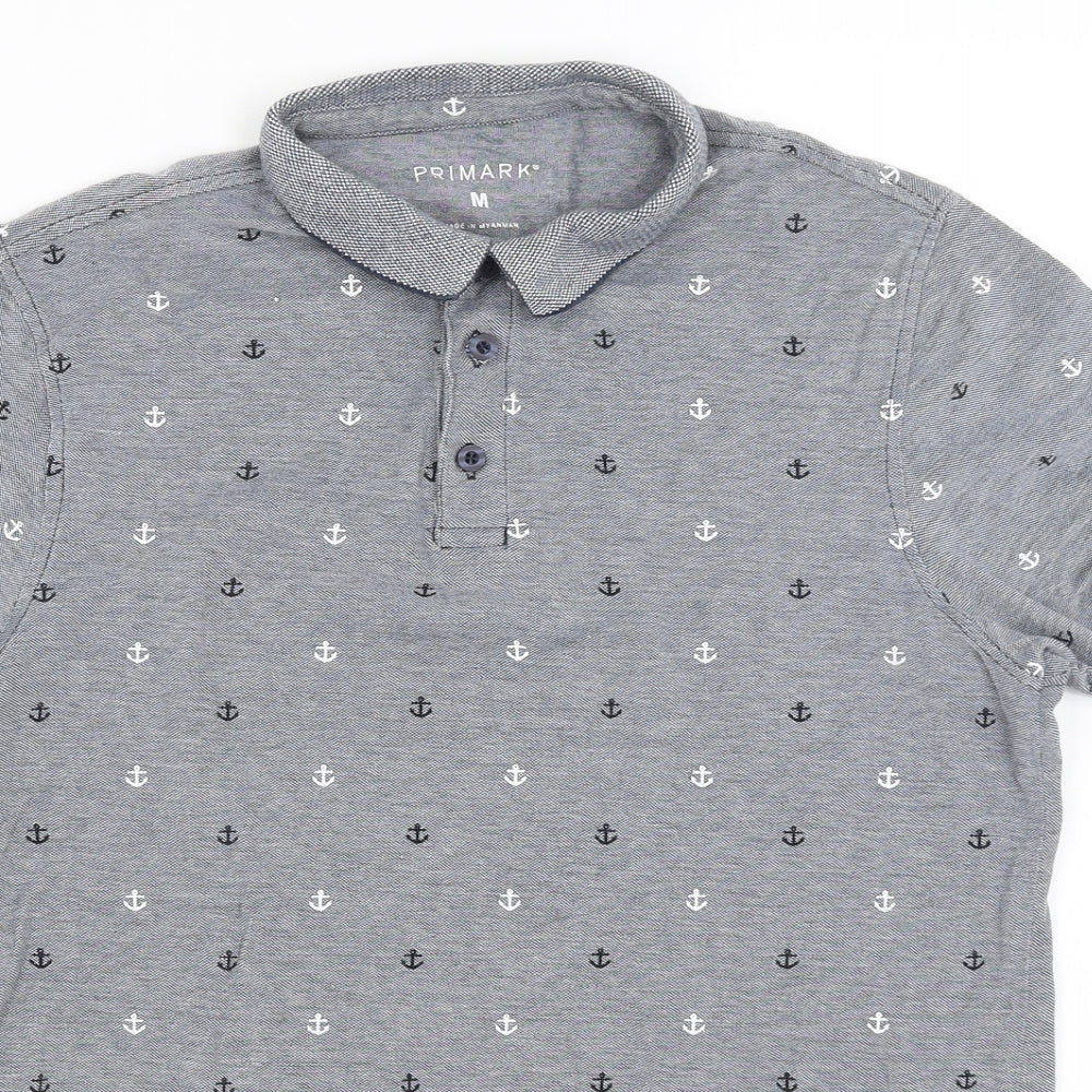Primark Mens Grey    Polo Size M  - Anchors