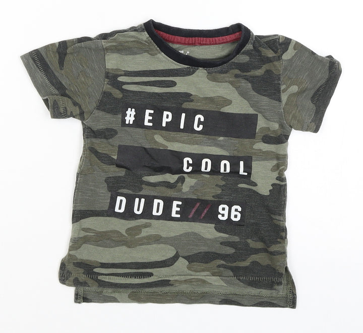Mini Rebel Baby Green Camouflage  Basic T-Shirt Size 12-18 Months  - #Epic Cool Dude