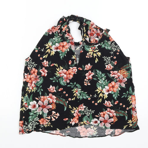 Primark Womens Black Floral  Basic Tank Size 8