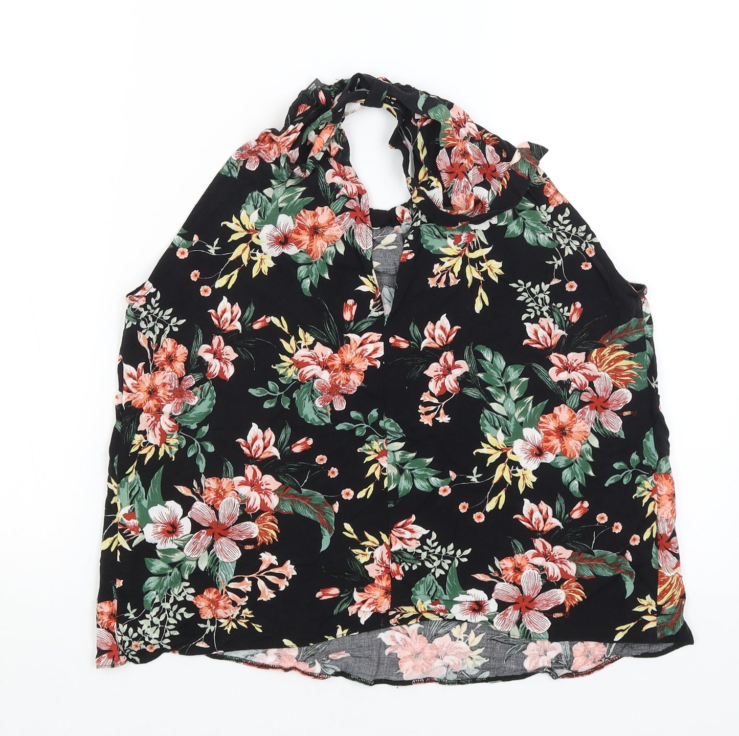 Primark Womens Black Floral  Basic Tank Size 8