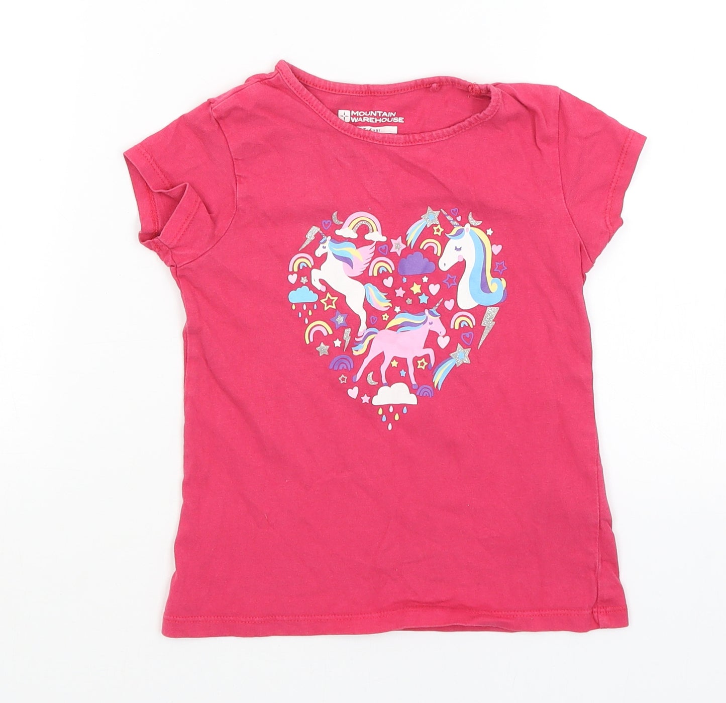 Mountain Warehouse Girls Pink   Basic T-Shirt Size 3-4 Years  - Unicorns