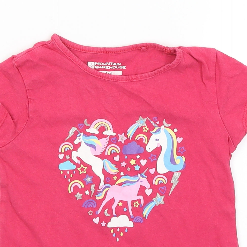 Mountain Warehouse Girls Pink   Basic T-Shirt Size 3-4 Years  - Unicorns