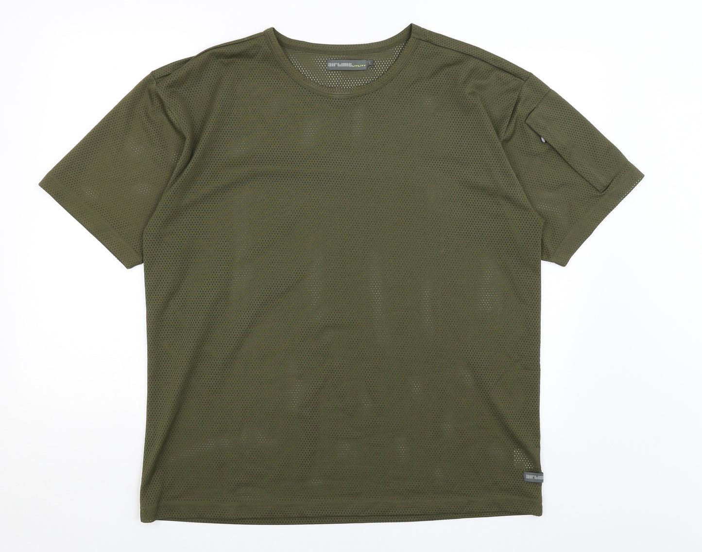 Air Time Mens Green   Basic T-Shirt Size L