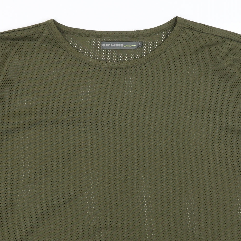Air Time Mens Green   Basic T-Shirt Size L