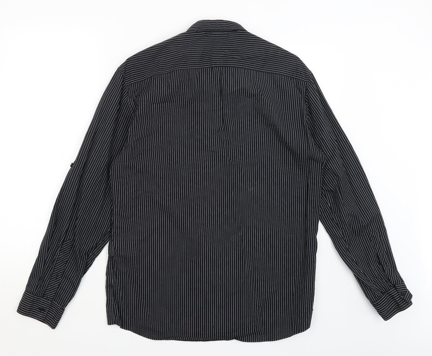NEXT Mens Black Striped   Button-Up Size L