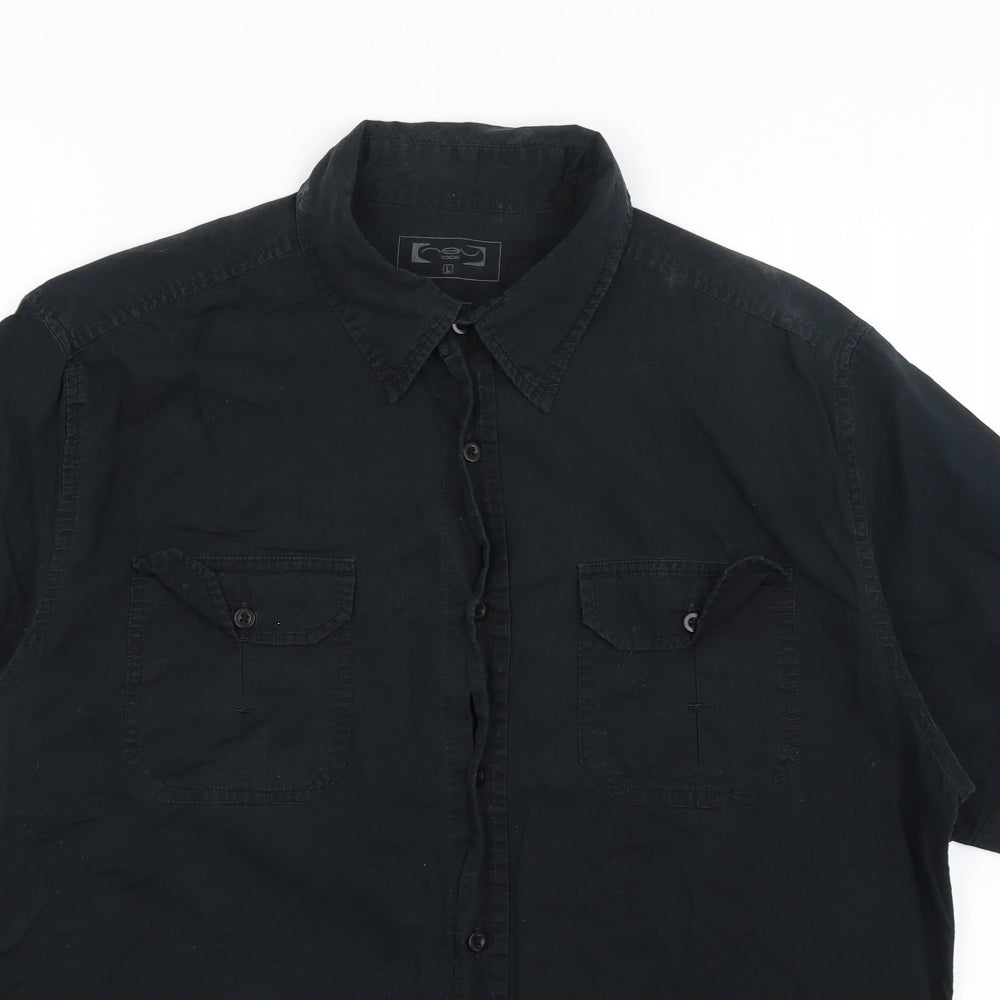 New Look Mens Black    Button-Up Size L