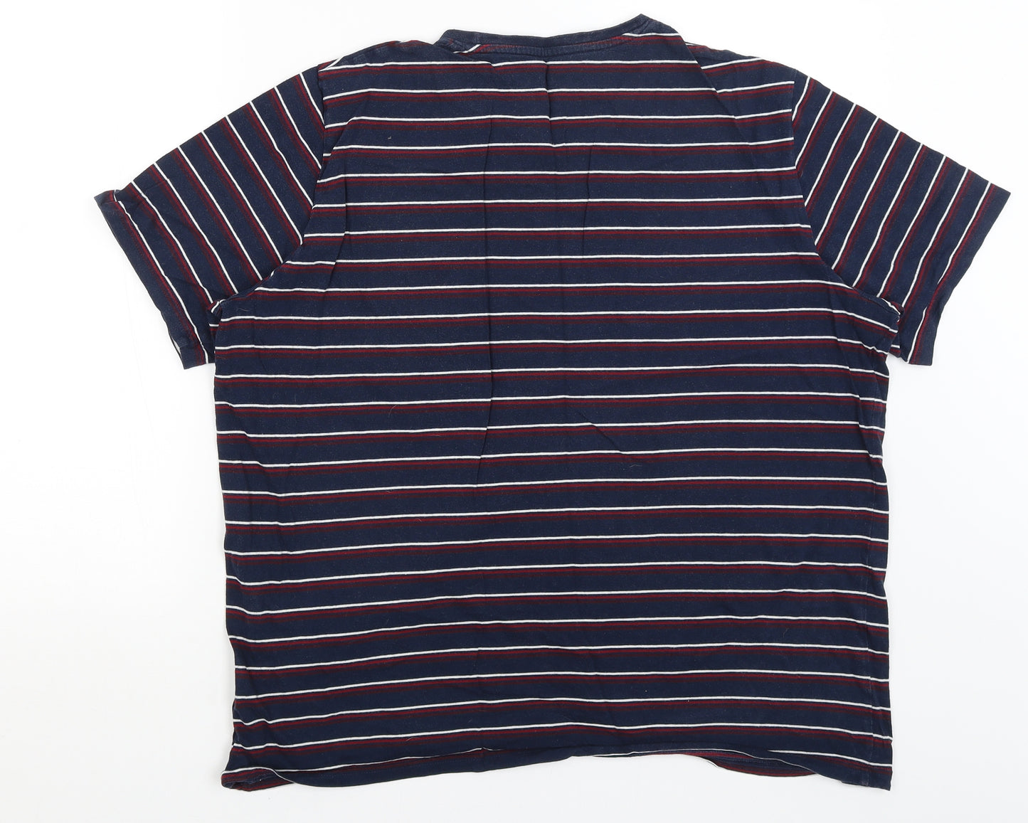 M&S Mens Blue Striped   T-Shirt Size XL