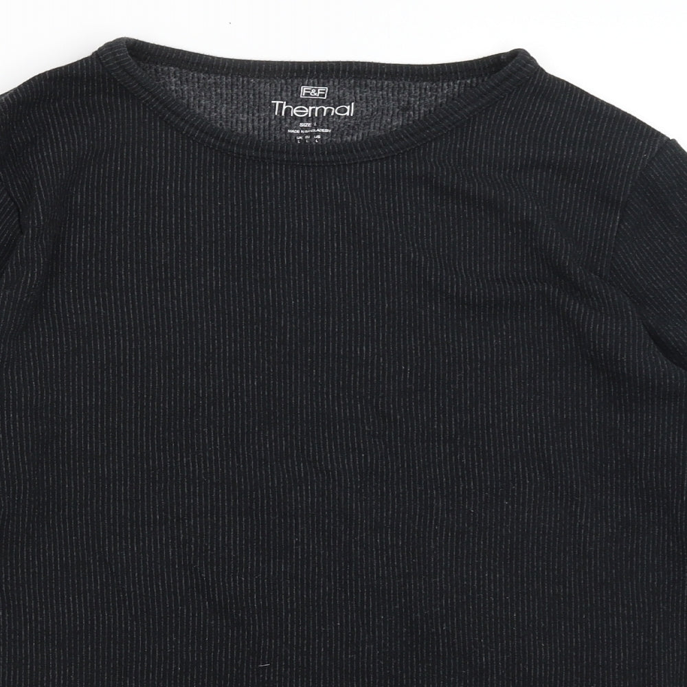 F&F Mens Black Solid   Pyjama Set Size L