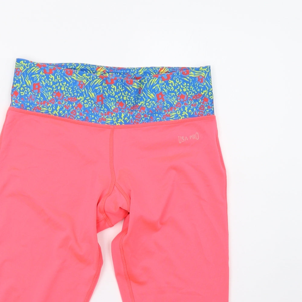 USA Pro Womens Pink   Cropped Leggings Size 8 L21 in