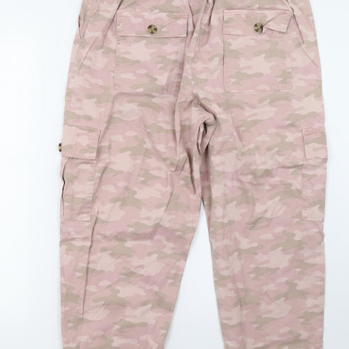 Marks and Spencer Womens Pink Camouflage  Cropped Trousers Size 14 L26 in