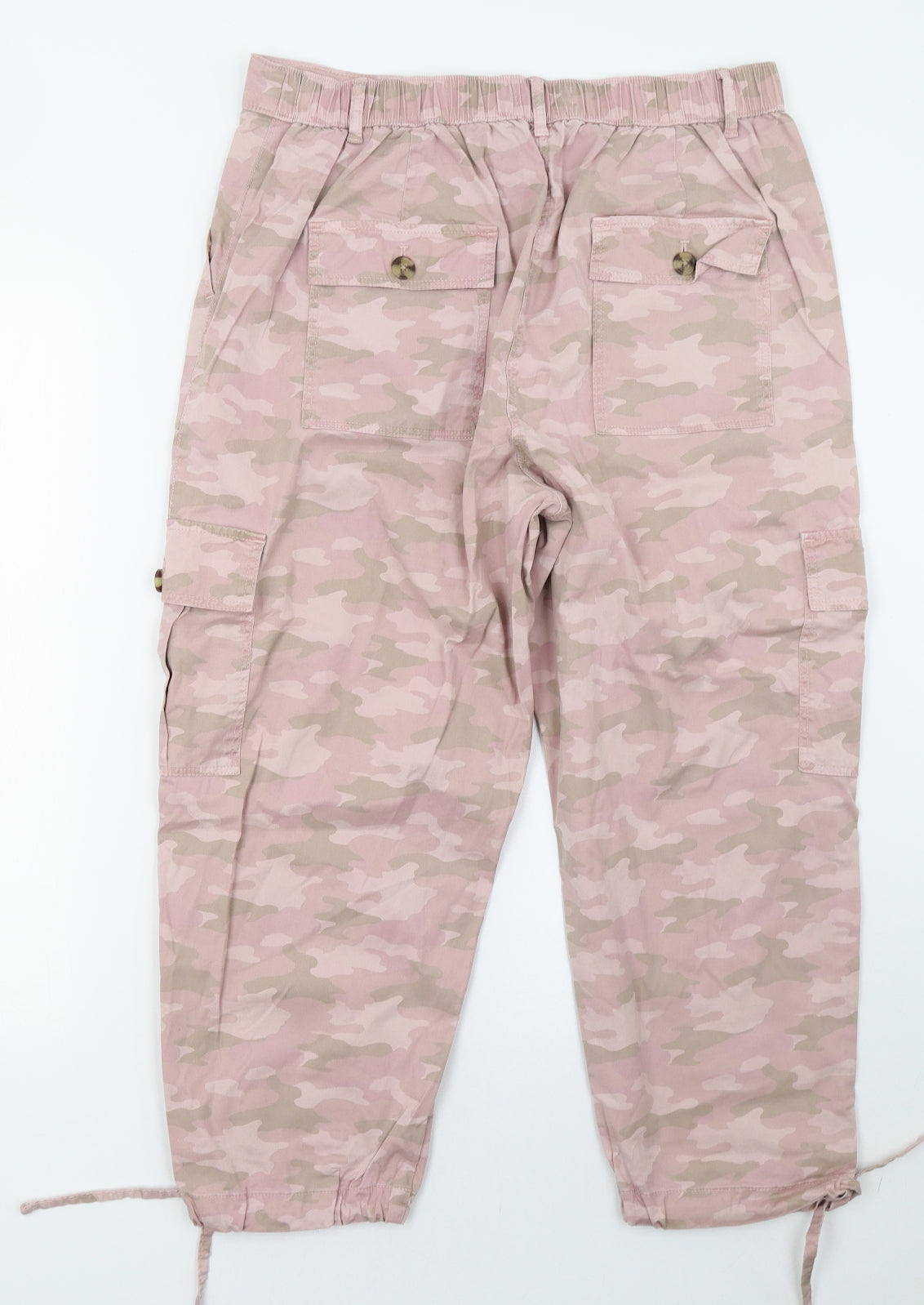 Marks and Spencer Womens Pink Camouflage  Cropped Trousers Size 14 L26 in